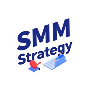 Изометрическая иллюстрация процесса разработки SMM-стратегии для продвижения бизнеса в социальных сетях от Marketpleys-Akkauntov-Socsetei