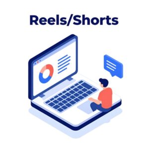 Изометрическая иллюстрация пакета услуг по созданию Reels и Shorts для продвижения в социальных сетях от Marketpleys-Akkauntov-Socsetei